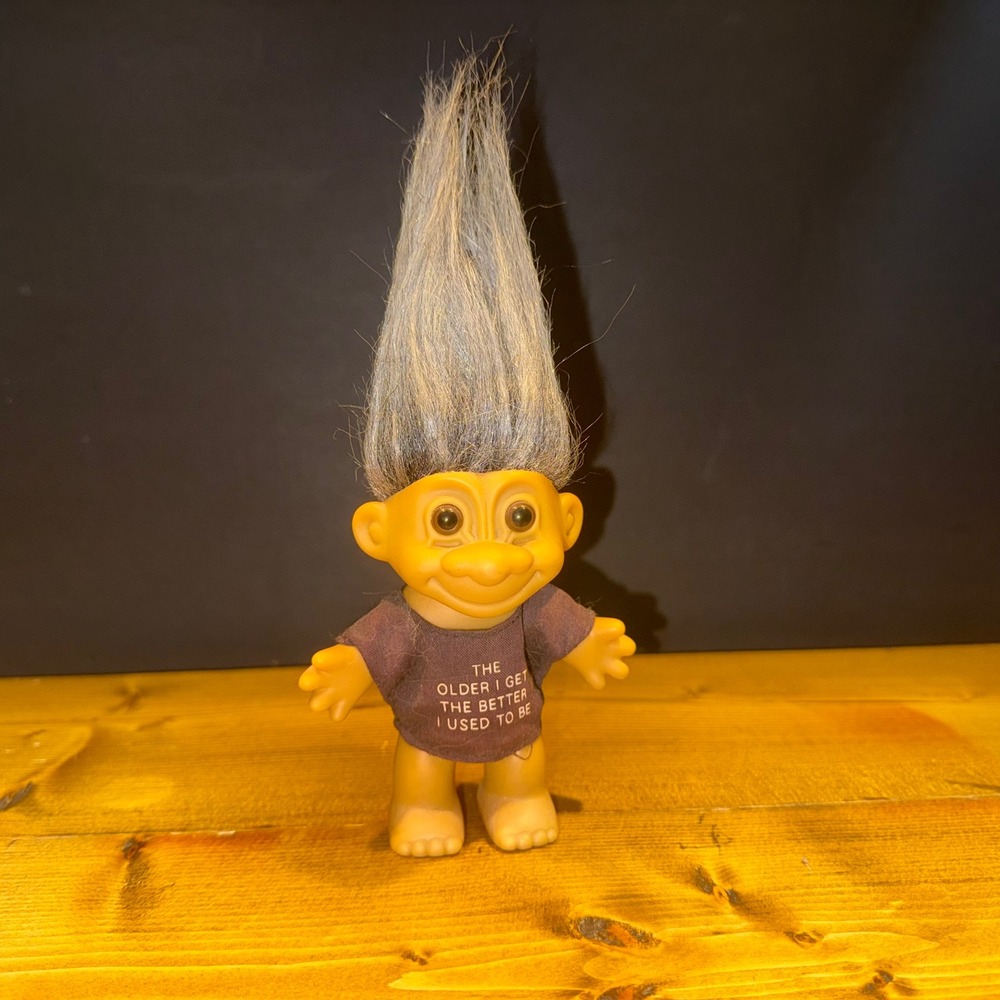 Vintage 90s Russ Troll Doll Gray Hair The Older I Get Better I Used To Be 4.5"